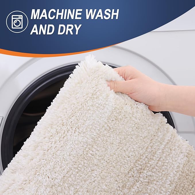 OLANLY Large Bathroom Rugs Mat 50x30, Extra Soft Absorbent Microfiber Bath Rugs, Rubber Backing, Quick Dry, Washable Bath Mats for Bathroom Floor, Tub and Shower, Home Decor Accessories, Light Beige