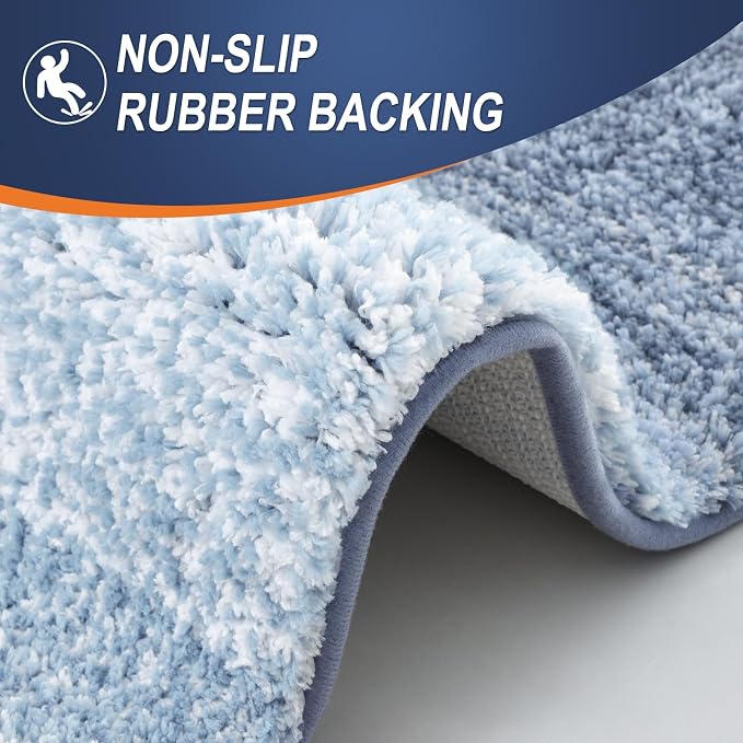 OLANLY Large Bathroom Rugs Mat 70x46, Extra Soft Absorbent Microfiber Bath Rugs, Rubber Backing, Quick Dry, Machine Washable Bath Mats for Bathroom Floor, Tub and Shower, Home Decor Accessories, Blue