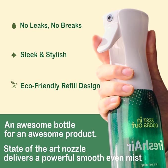 House of Zest FreshAir Home & Pets Odor Eliminator Spray for Home, Pet Odor Remover for Pet, Litter Box, Dog Pee, Cat Urine Odors, Chemical-Free, Plant-Based, Light Citrus Scent, 16 Fl Oz (Pack of 2)