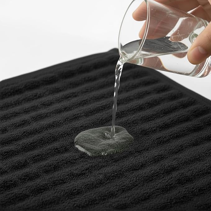 KBY Bath Towels Set 6 Piece 40x80 Inches，2 Extra Large Bath Sheets 2 Hand Towels 2 Washcloths，Highly Absorbent Quick Dry Microfiber,Ultra Soft Towel Set for Bathroom，Spa，Gym， Hotel (Black)
