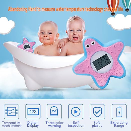 Baby Bath Tube Thermometer LED Display Warning Alarm/Timer Function, Baby Safety Water Thermometers for Bathtub Pool Floating Tub Toy Gift for Infants Newborn Toddlers Kids Room Temperature Essentials