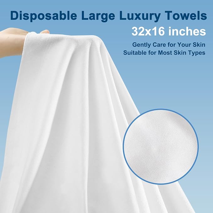 Disposable Towels 20 Count, 32"x16" Ultra Absorbent & Soft Disposable Body Towels, Single-Use Cleaning Towels, Suitable for Home, Salon, Travel, Comping, Gym, Pet, Bulk Towel
