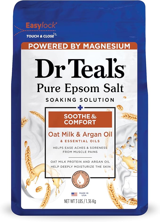 Dr Teal's Epsom Salt Magnesium Soak, Soothe & Comfort with Oat Milk & Argan Oil, 3 lbs