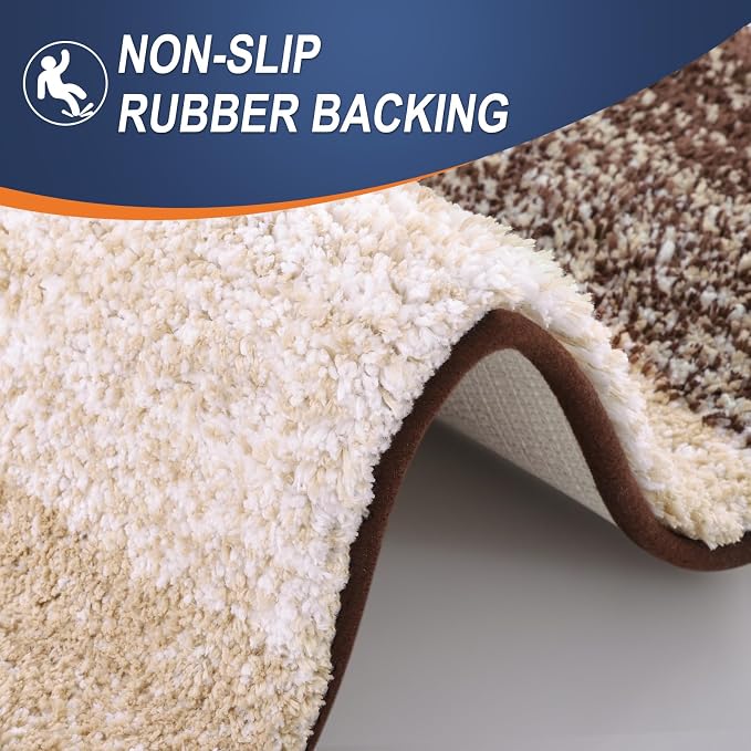 OLANLY Large Bathroom Rugs Mat 45x27, Extra Soft Absorbent Microfiber Bath Rugs, Rubber Backing, Quick Dry, Machine Washable Bath Mats for Bathroom Floor, Tub and Shower, Home Decor Accessories, Brown