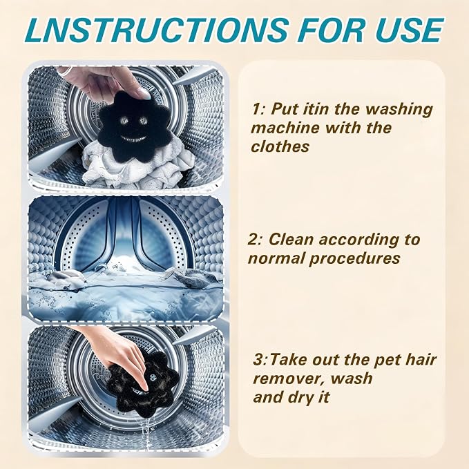 Reusable Pet Hair Remover for Laundry, Efficient Dog Cat Hair & Dander Catcher for Washing Machine and Dryer, Soft Fabric Lint Remover Effectively Remove Pet Fur Fluff from Clothes and Bedding （6PCS）
