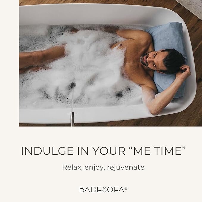 BADESOFA® Luxury Bath Pillow M - Lusciously Soft & Comfortable Tub Pillow for Bathtub - Washable & Quick-Drying Bath Back Pillow - Non-Slip Full Body Tub Pillow - Luxury Spa Cushion in Blue