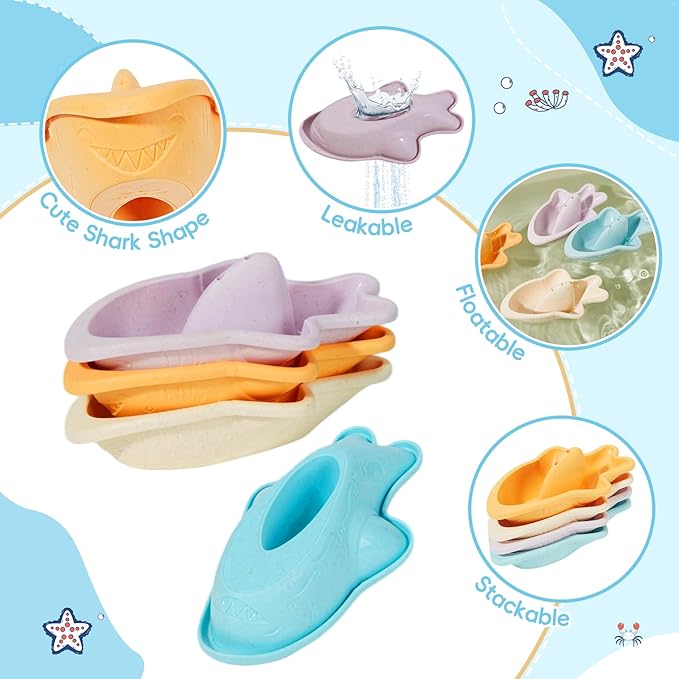 Baby Bath Toys for Kids Ages 1-3, 16PCS Mold Free Bath Toys for Toddler 2-4 & Babies 6-12-18 Months Bath Cups Watering Can Montessori Bathtub Beach Pool Water Table Toys for 1+ Years Old