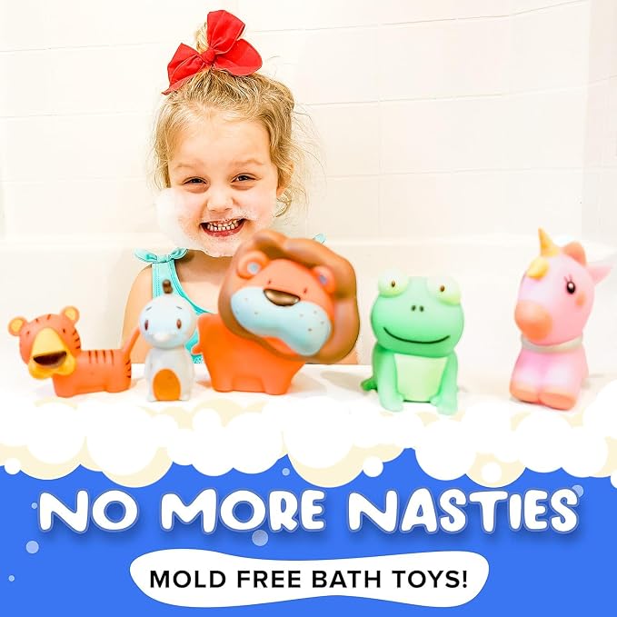 SplashEZ Animal Toy, Mold Free Bath Toys for Toddlers & Kids, No Hole Bath Toy for Bathtub, Pool, Shower for Boys & Girls