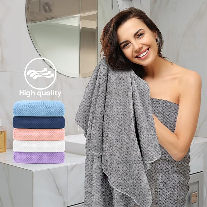 HOMEXCEL 6 Pack Bath Towel Set, (24 x 48 Inches) Microfiber Ultra Soft Highly Absorbent Bath Towels, Lightweight and Quick Drying Towels for Hotel, Bathroom, Spa and Beauty Parlor, Multicolor