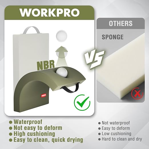 WORKPRO 17" Kneeling Pad with Removable Cover, Green | Soft NBR Foam Cushioning, Large Size, For Gardening, Daily Chores, Workout Supplies