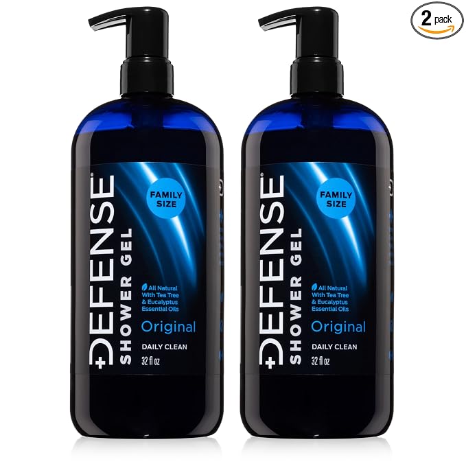 Defense Soap Tea Tree Body Wash | All Natural Organic Shower Soap for Athletes | Odor Control & Skin Fungal Protection for Sports, Post Workout & Recovery - 32 oz (Pack of 2)