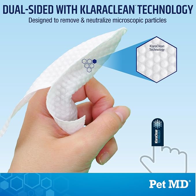 Pet MD Advanced Ear Finger Wipes for Dogs & Cats - Cucumber Melon (50ct) | Non-Irritating Cat Ear Wipes & Puppy Ear Cleaner - Pet Safe Cleaner to Aid in Itchiness and Odor