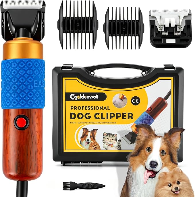 CGOLDENWALL Dog Hair Clipper for Grooming 200W Pet Clipper Kit with Spare Blade, Low Noise&Vibration, Animal Grooming Trimmer for Cat Sheep Dog 110-240V
