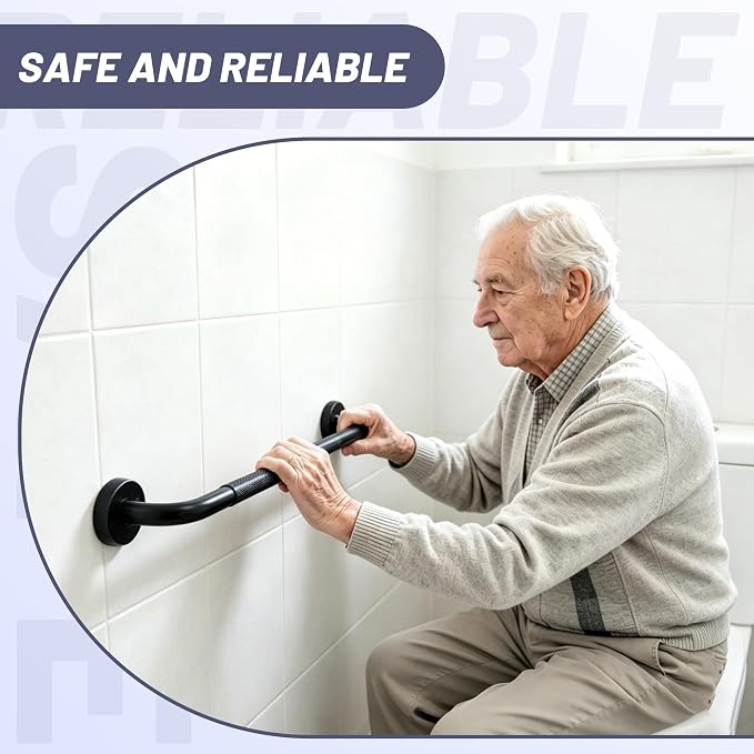 Black Shower Grab Bar 36 Inch, 1.25" Dia Anti Slip Safety Bars, 304 Stainless Steel Bathroom Grab Bars，Handicap Handrail for Wall, Shower Grip Handle for Seniors Elderly Injury Assist Bath