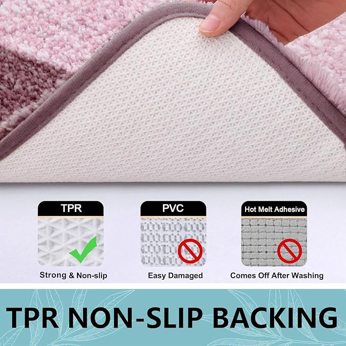 Arotive Microfiber Bathroom Rugs, Shaggy Soft and Absorbent Bath Rug, Thick Plush Machine Washable Dry Bath Mats for Bathroom, Tub and Shower, 47x24, Mauve, Rectangular