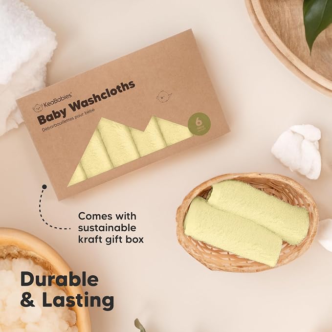 6-Pack Baby Washcloths, Soft Absorbent Washcloths for Face, Body (Carrot) | Viscose from Bamboo Washcloths, Baby Towels, Newborn, Kids, Toddlers, Infant, Gentle on Sensitive Skin, 10x10, Reusable