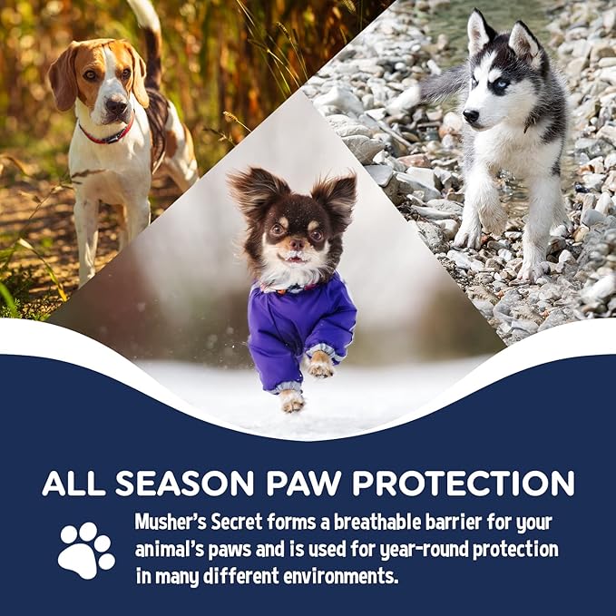 Musher's Secret Dog Paw Wax 60g – Lick Safe Moisturizer for Cracked Pads – Nose & Paw Care Balm – Helps Protect from Hot Pavement & Snow with Vitamin E