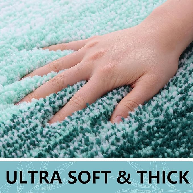 Arotive Microfiber Bathroom Rugs, Shaggy Soft and Absorbent Bath Rug, Thick Plush Machine Washable Dry Bath Mats for Bathroom, Tub and Shower, 40x24, Dark Green, Rectangular