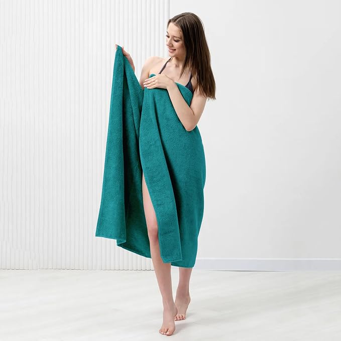 Bath Sheets – 550 GSM Extra Large Bathroom Sheet Set – Pack of 2 Jumbo Towels Teal (71x35in) – 100% Ring Spun Cotton Soft Quick Dry Large Bath Towels for Adults Hotel Spa Bathroom Use