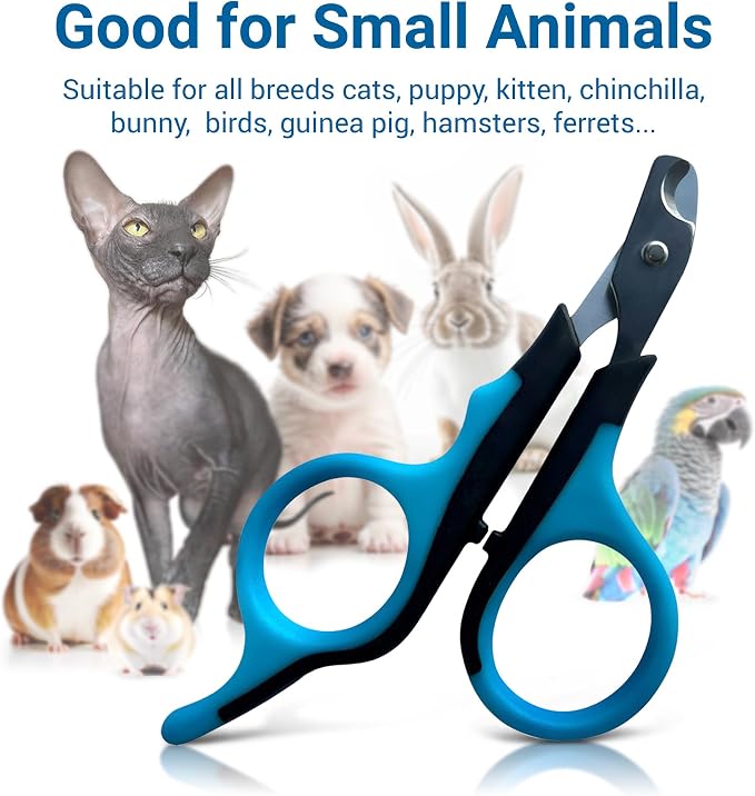 Professional Cat Nail Clippers, Made in Germany - Stainless Steel Claw Scissors for Kittens, Cats & Small Pets, Safe Trimmer for Thick Nails, Beginner-Friendly with Non-Slip Grip