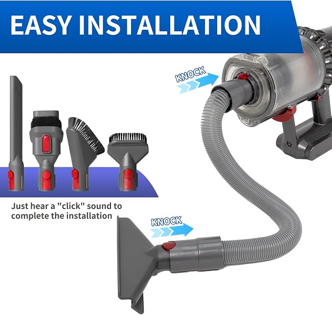 Vacuum Attachment Kit Compatible with Dyson V7 V8 V10 V11 V15 Vacuum Cleaner，Dryer Vent Hose Flexible Extension Hose Mattress Tool Stiff Brush Soft Bristle Crevice Tool Attachment for Home Cleaning