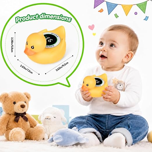 Baby Bathtub Thermometer with LED Display Screen+Cute Duck toy-2-in-1 | Color Coded Alarm (Cold/Comfortable/hot) Bath Temperature Monitor, Adorable Floating Toys for Infants, Essential for Babies