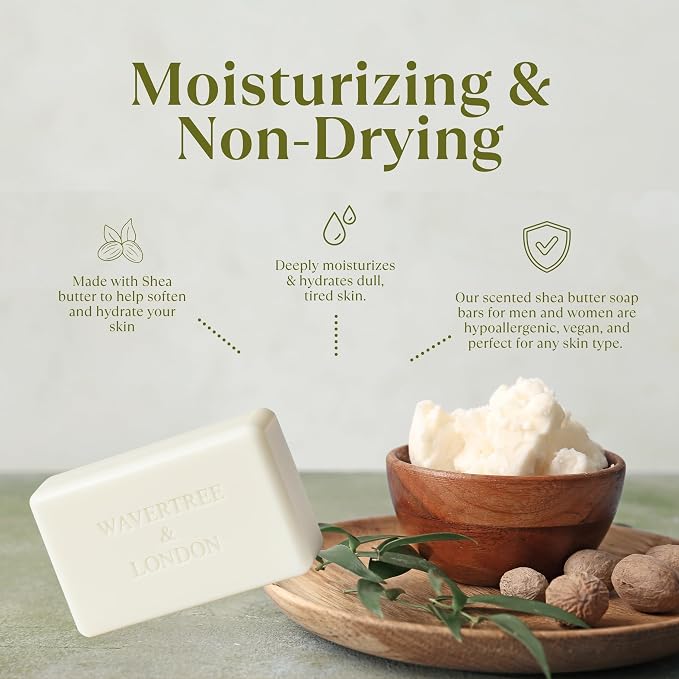 Wavertree & London Pineapple, Coconut & Lime Scented Natural Soap Bar, 7oz Moisturizing French Triple Milled Soap Bar for Women & Men Enriched with Organic Shea Butter, Pure Bath & Body Soap (1 Bar)