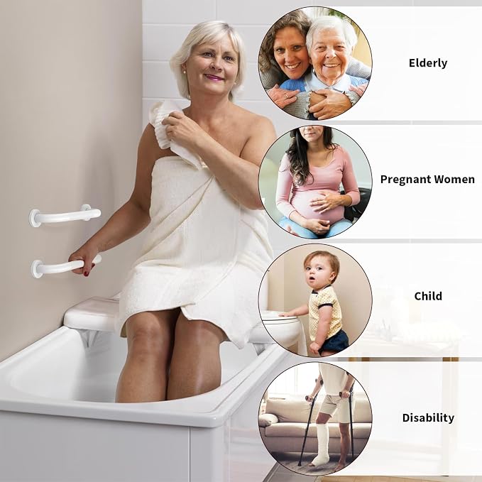 12 Inch Oil Rubbed White Shower Grab Bar w/Anti Slip Grip, ZUEXT Stainless Steel Bath Grab Bar,Bathroom Balance Bar, Wall Mount Safety Handrail Support, Handicap Injury Elderly Senior Assist Handle