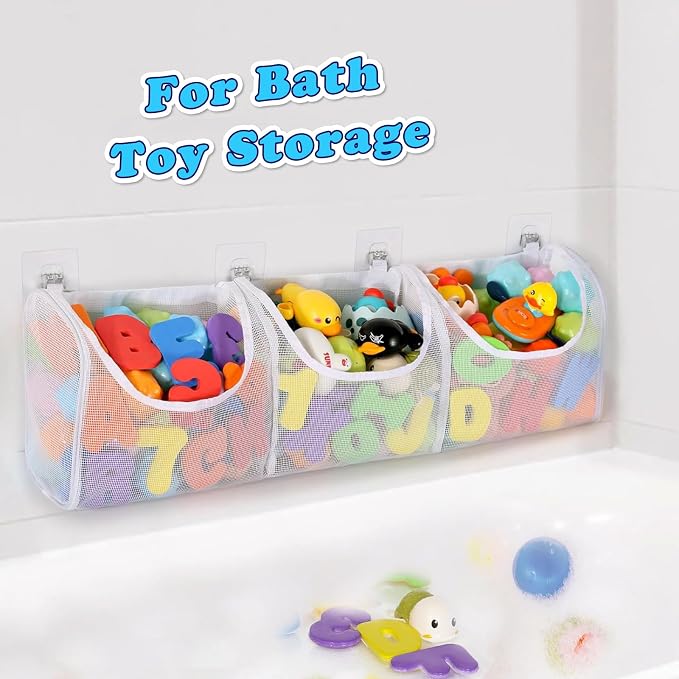 6 Pack Shower Caddy Adhesive Replacement, Extra Thick Bath Toy Storage Replacements, Waterproof Adhesive Hooks Strips for Kitchen Racks, Bathroom Storage, Shower Basket & Soap Holder