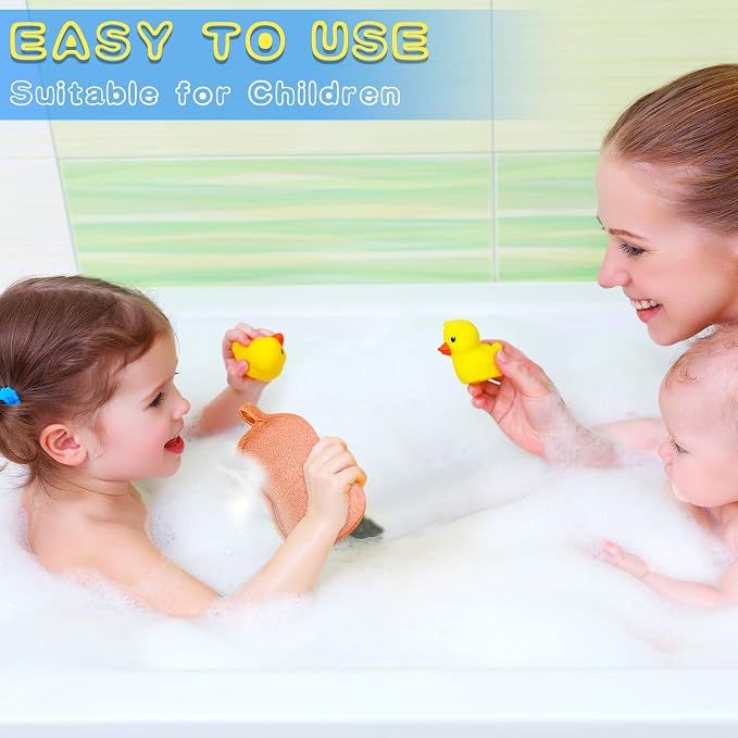 Tatuo 4 Pieces Baby Bath Sponge Soft Comfy Cotton Baby Sponge Toddler Absorbent Loofah for Kids Babies Boy Girl(Red, Purple, Green, Orange)