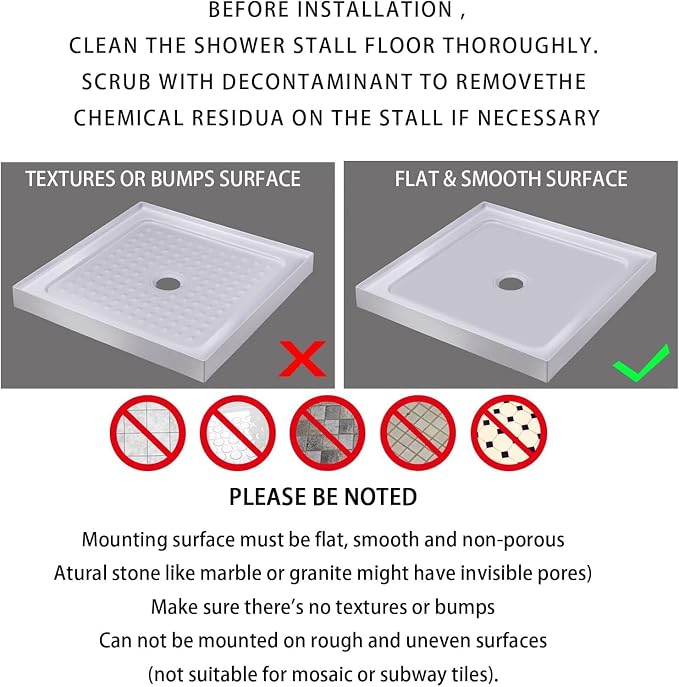 Yimobra Square Shower Mat Non Slip, Super Strong Suction Cups, 21"X21" Bath Tub Mat with Drain Holes, Machine Washable Fast Draining Bath Mats, Bathroom Essentials,Clear