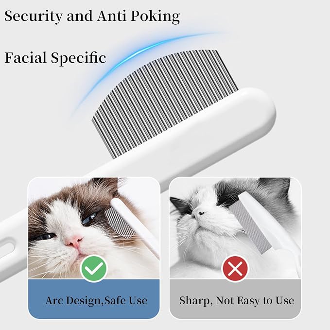 Precision Tear Stain Comb for Small Dogs Cats Face Eye Gunk Removal Tool ，Fit Yorkie, Shih Tzu, Maltese, Maltipoo, Pomeranian, Puppy Starter Kit, Pet Supplies (Blue)