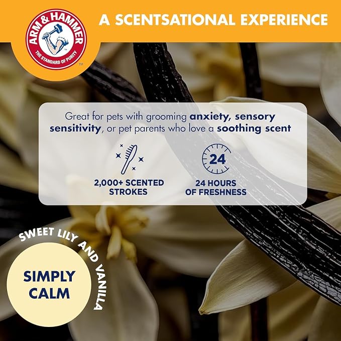 Arm & Hammer Deodorizing 2-in-1 Pin & Bristle Dog Brush, Fragrance Transfer Technology with Baking Soda, Detangling & Shedding, Dog Grooming Brush for Long Hair, Sweet Lily & Vanilla Scent - 2 Pack