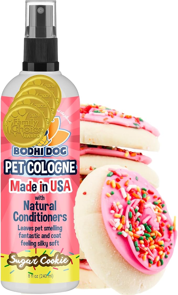 Bodhi Dog Premium Dog Cologne - Deodorizing Dog Perfume & Conditioner for Dogs & Cats - Natural Long Lasting Spray - Keeps Pets Fresh All Day - Gentle, Safe Formula, Made in USA (Sugar Cookie 8 Fl Oz)