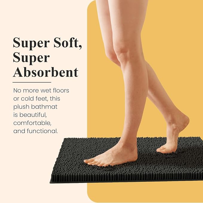MAYSHINE Plush Shaggy Chenille Bath Mat | Extra Soft, Super Absorbent, Non-Slip Bathroom Rug | Fluffy Microfiber, Area Rug Sets for Bathroom Floor, Kitchen, Living Room | 32"x20" | Maui Blue