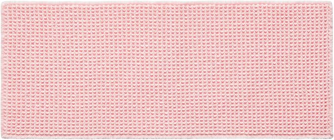 Triohero Waffle Runner Bath Mat - Long Bathroom Rugs Non Slip Washable, Ultra Soft Super Absorbent Quick Dry Boho Farmhouse Bathroom Decor, 24" x 72", Light Peachy Pink