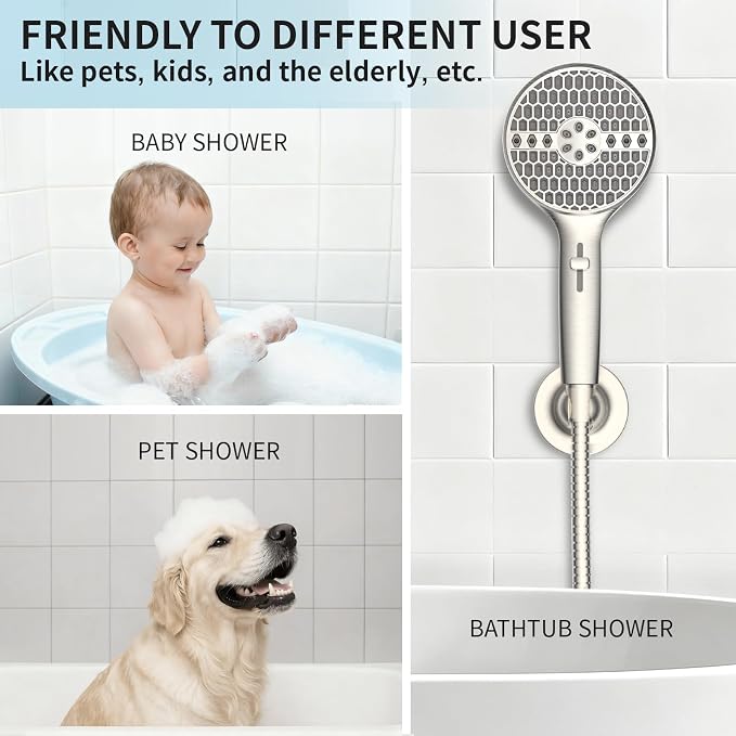 Brushed Nickel Handheld Shower Head, High Pressure 9-Spray Modes Handheld Showerhead, 71 Inch Kink-free Hose, Power Wash for Low Pressure Homes, Pet Tub Tile Cleaning