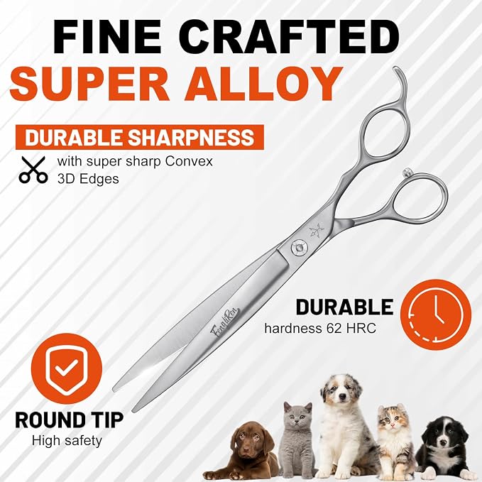 High-end Professional Dog Grooming Scissors Pet Grooming Shears 7.5 Inches Extremely Very Sharp Made Of Stainless Steel Alloy By Hand For Dog Cat Groomer
