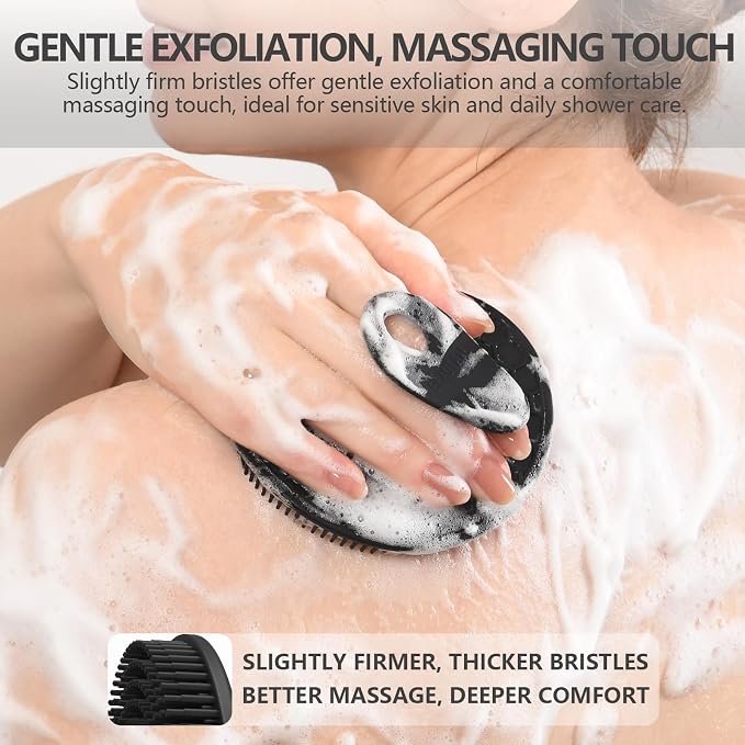 Silicone Body Scrubber and Scrub Net Set, BEAUTAIL 4 Pack for Rich Lather | Gentle Silicone Shower Scrubber or Firmer Exfoliating Bath Net, Deep Cleansing & Exfoliation, 2 Brushes+2 Nets for Men, Women
