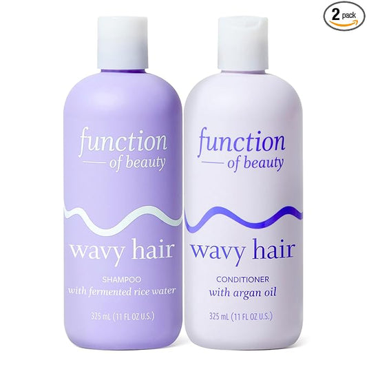 Function of Beauty Wavy Hair Shampoo & Conditioner Set - Sulfate-Free Shampoo & Conditioner Duo for Natural Wavy Texture - Lightweight, Anti-Frizz, Strengthening & Hydrating - Hair Care Products