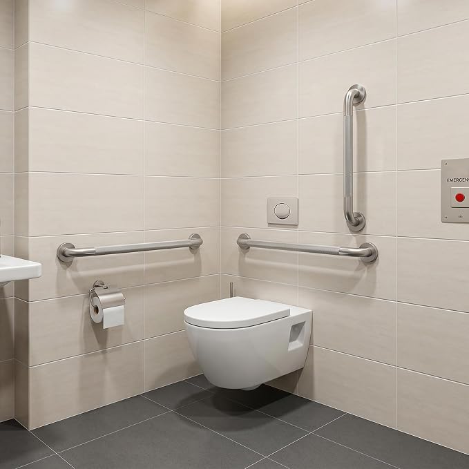 Grab Bar Bundle for ADA Compliance, Pack of 3 Stainless Steel Grab Bar Set for Commercial and Residential Restrooms, 1.25" Diameter - 18", 36", 42"