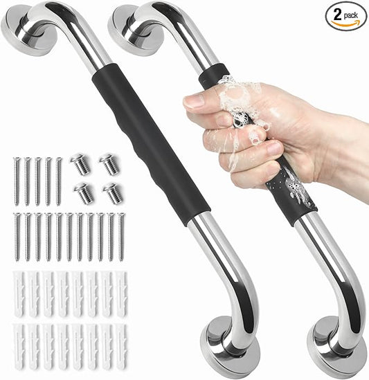 2 Pack Grab Bars for Showers 16 Inch Anti Slip, Shower Grab Bars for Seniors, Handicap Grab Bars for Wall Bathroom, Safety Bath & Shower Handles for Elderly, Tesuchan