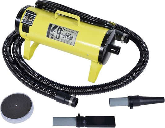 Electric Cleaner Company K9 II Dog Blow Dryer - High Power Grooming Dryer, Heavy Duty, 10' Hose, Deshedding, Yellow