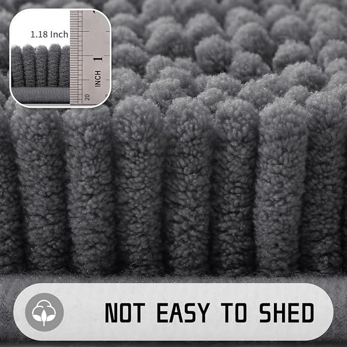 Yimobra Large Bathroom Rugs 36"x24", Non Slip Bath Mat for Tub, Shaggy Rug Floor Carpet, Extra Soft Super Absorbent Quick Dry, Machine Washable,Dark Gray