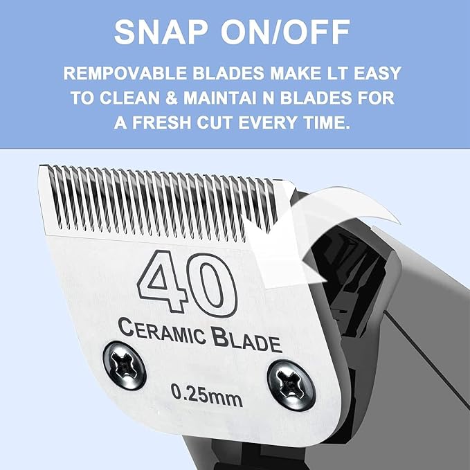 #40 Blades Dog Grooming Replacement Blade Compatible with Andis Dog Clipper | For Wahl KM Series / Oster A5 Dog Clippers,Detachable Stainless Steel Blade,Size #40 Cut Length 1/100"(0.25mm)