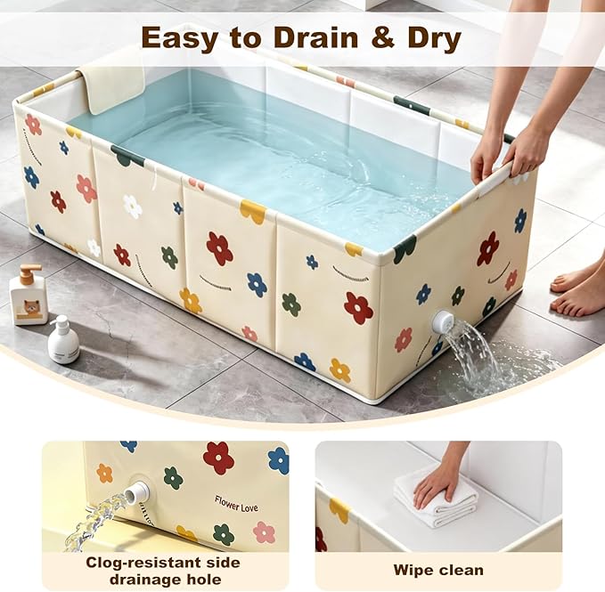 Foldable Dog Bathtub for Small to Medium Dogs & Cats Pool, Collapsible Pet Bath Tub for Shower/Kitchen Sink, Thickened Insulated Base, Portable & Space-Saving Puppy Wash Basin, Yellow
