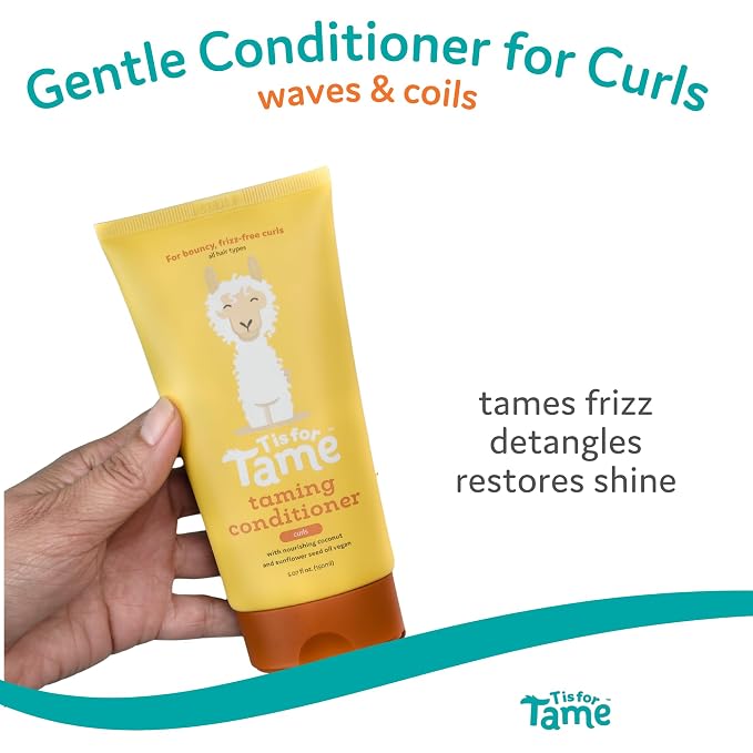 T is for Tame - Natural Curly Hair Conditioner for Kids with Jojoba & Sunflower Oil Detangles, Softens & Controls Frizz Plant-Based, Vegan & Hypoallergenic 5.07 fl oz (2 Pack) - Made in the USA
