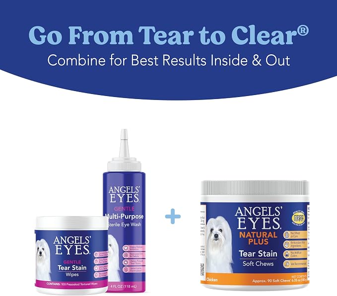 Angels' Eyes Natural Tear Stain Prevention Soft Chews for Dogs | Chicken Flavor | 90 Count | Daily Supplement for All Breeds | No Wheat or Corn | Cranberry, Eyebright & Marshmallow Root | NASC Seal