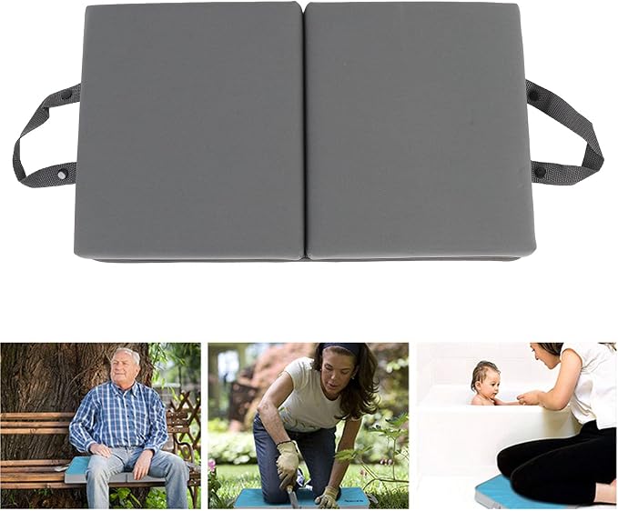 Portable Gardening Knee Pad, Foldable Knee Cushions, Dual Layer Memory Foam Thick Kneeling Pad with Handle for Garden, Bath, Camping, Outdoor Movie Nights (Large)