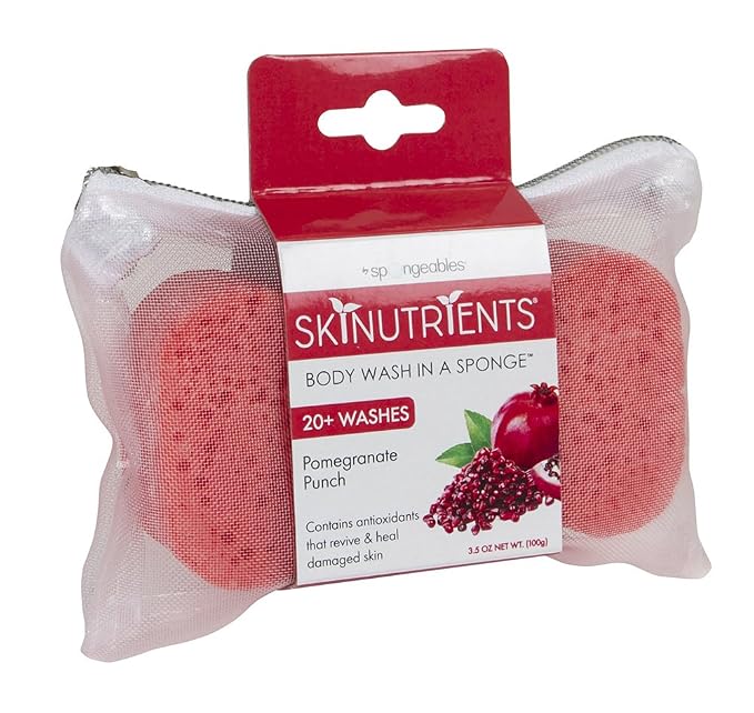 Spongeables Body Wash in a 20+ Wash Sponge, Pomegranate Punch, 3 Count